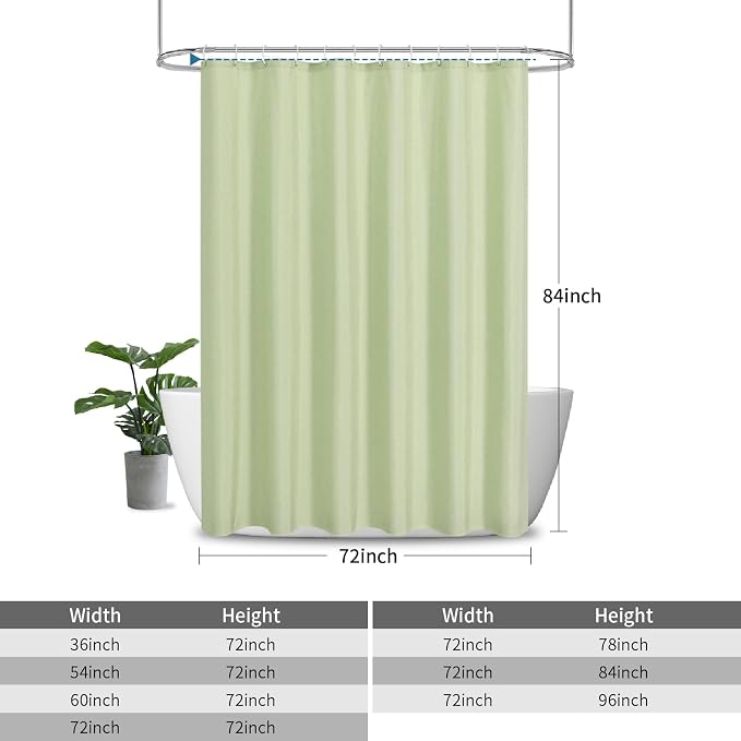 2-in-1 Waterproof Extra Long Fabric Shower Curtain or Liner, Linen Textured - Image 3