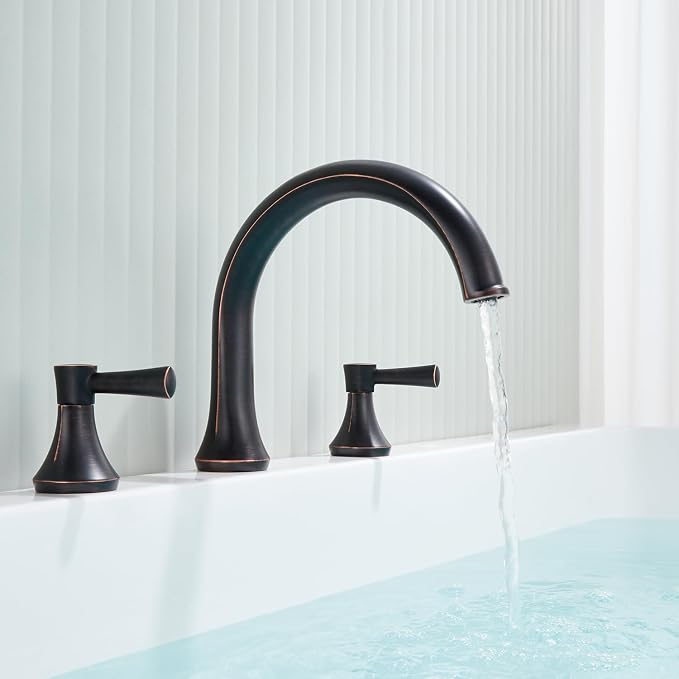 Roman Tub Faucet Deck Mount Tub Filler 2 Handles Oil Rubbed Bronze Bathtub - Image 3