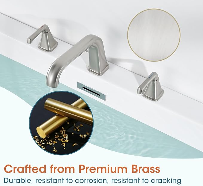 Bathtub Faucet Set 3 Hole, Chrome Roman Bathtub Faucet, High Flow Deck Mount - Image 5