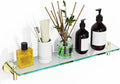 Glass Shelves for Bathroom, 16-Inch Brushed Gold Floating Bathroom Shelf by HOMELIFE