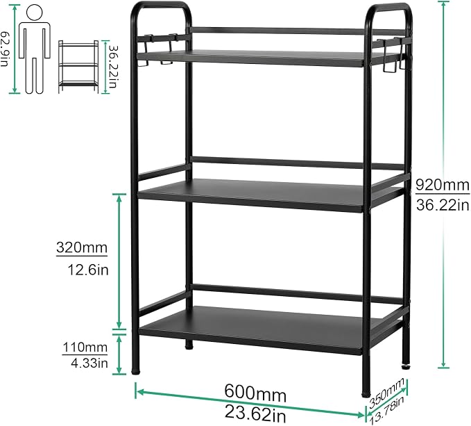 HDANI Storage Shelves, 3-Tier Metal Storage Rack - Image 3
