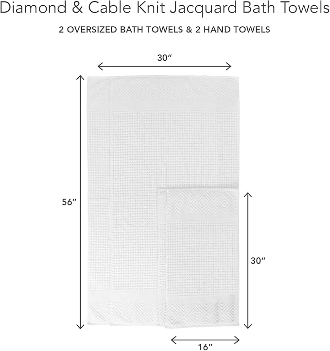Texere 100% Organic Cotton Diamond Jacquard 700 GSM Luxury Bath Towel Sets - Image 6