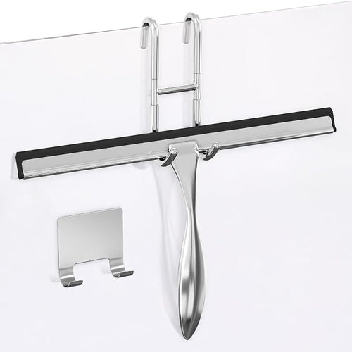 12 Inch Silver All-Purpose Stainless Steel Shower Squeegee by Novsix