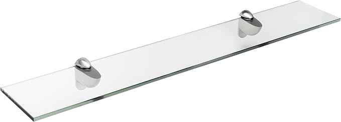 Spancraft Glass H-8x33-Brushed Steel Heron Glass Shelf, Brushed Steel by Spancraft