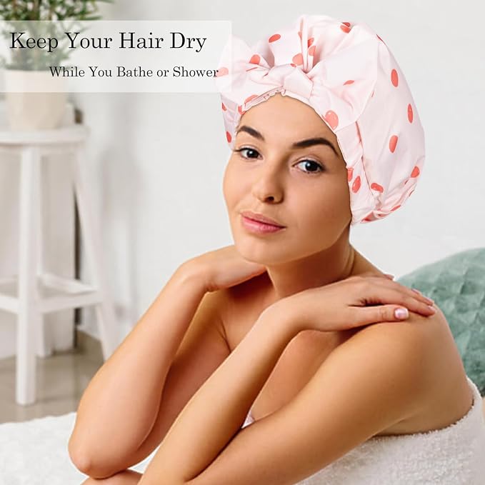 Shower Cap Luxury Shower Caps for Women Reusable Waterproof Hair Cap for Shower - Image 7