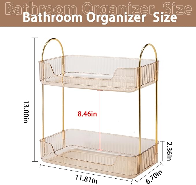 Bathroom Counter Organizer Countertop Storage, Cosmetics Skincare Shelf - Image 3