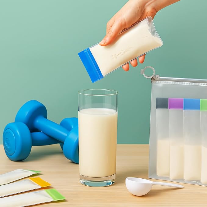 67pcs Protein Powder Travel Container Set 42 Single Dose Bags 6 Large Reusable - Image 4