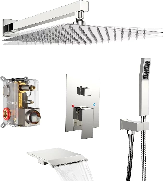 Rain Shower System 12 inch Shower Faucet Set by Dlvsoby