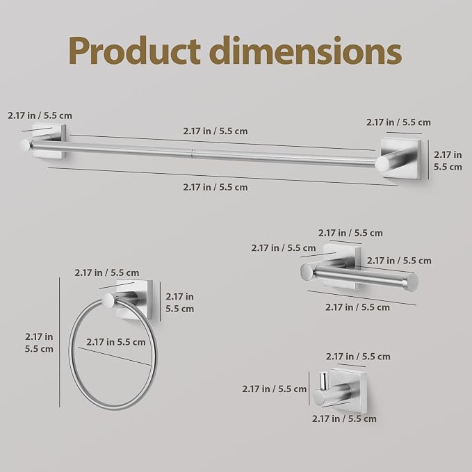 Bathroom Accessories Set Brushed Nickel Towel bar Set, 4 Piece Towel Rack Set - Image 2