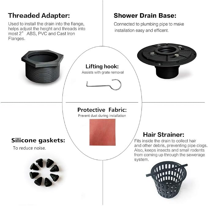 Neodrain 6 in Square Shower Drain, Oil Rubbed Bronze, Removable Quadrato - Image 6