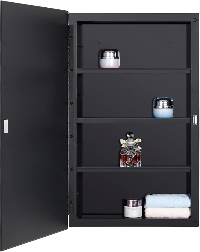 DYLLOR Black Plastic Medicine Mirror Cabinet - Image 4