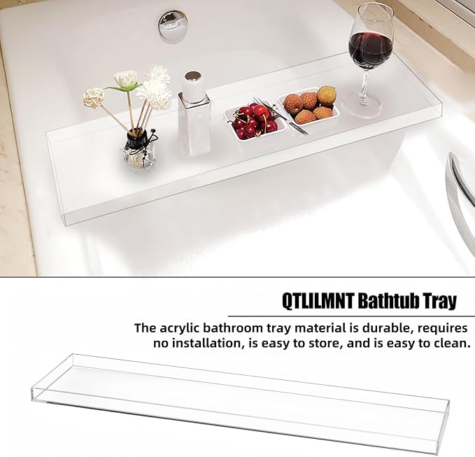 Acrylic Bathtub Tray, 32.28in Clear Bath Caddy, Bathroom Caddy Tray - Image 6