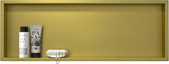 Stainless Steel Shower Niche 36" X 12" Gold No Tile Needed Niche Shower - Image 5