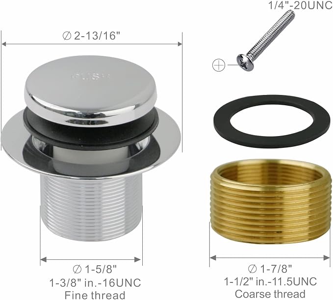 Chrome Bathtub Drain Tip-Toe Single Hole, Welsan Tub Drain Trim Set Conversion - Image 5