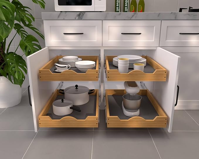 OCG Pull Out Drawers For Kitchen Cabinets 14" W x 21" D, Slide out Wood Drawer - Image 7