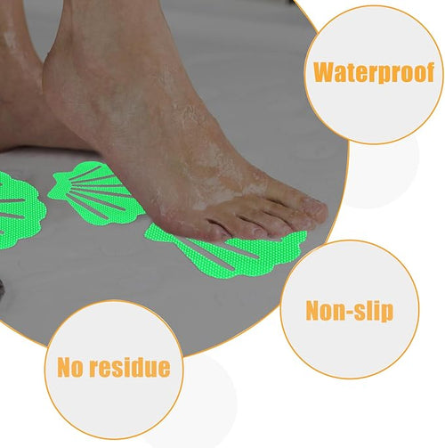 12 Pcs Non Slip Bathtub Stickers Luminous Green Adhesive Decals Sea Shell Shape - Image 2