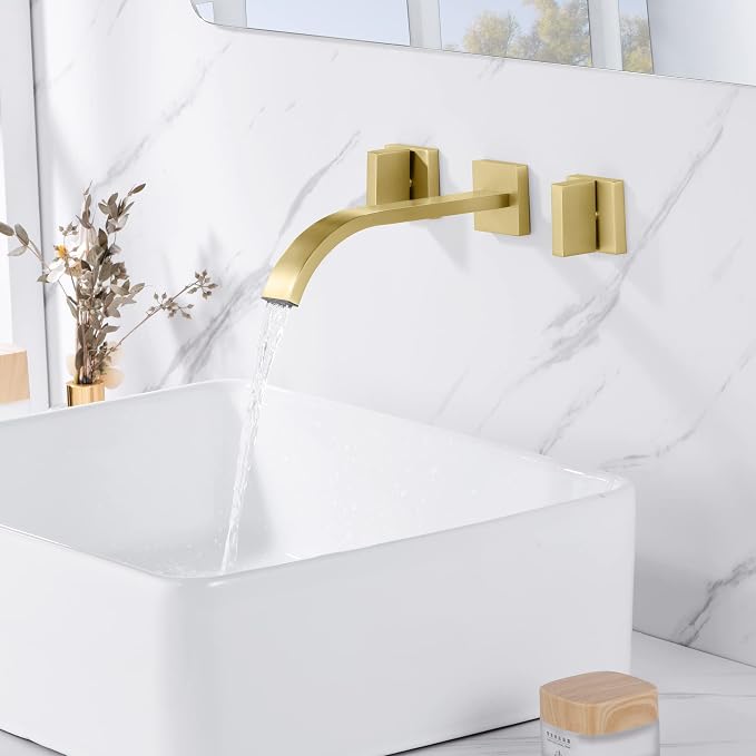 sumerain Gold Bathroom Faucet Wall Mount Bathroom Sink Faucet - Image 4
