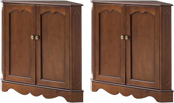 HULALA HOME Traditional Corner Triangle Cabinet, Narrow Storage Organizer - Image 7