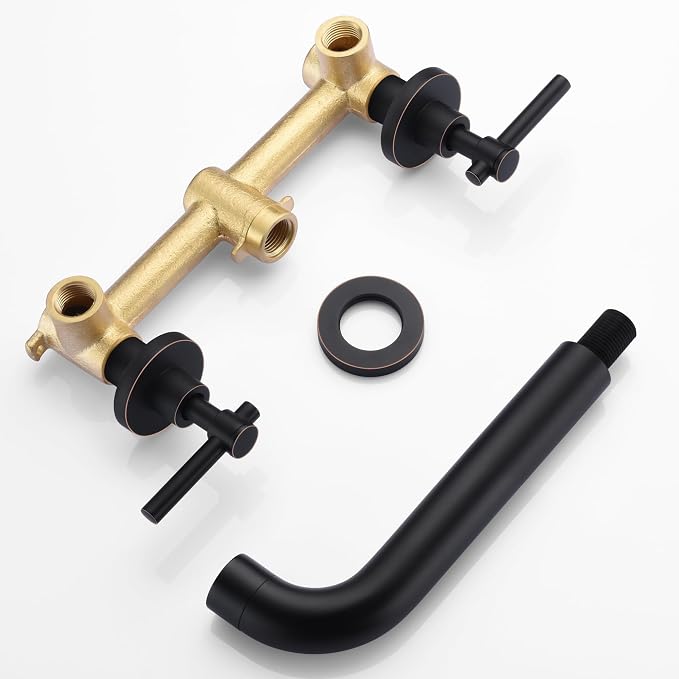 SUMERAIN Oil Rubbed Bronze Bathtub Faucet Wall Mount 3 Hole Tub Filler - Image 7