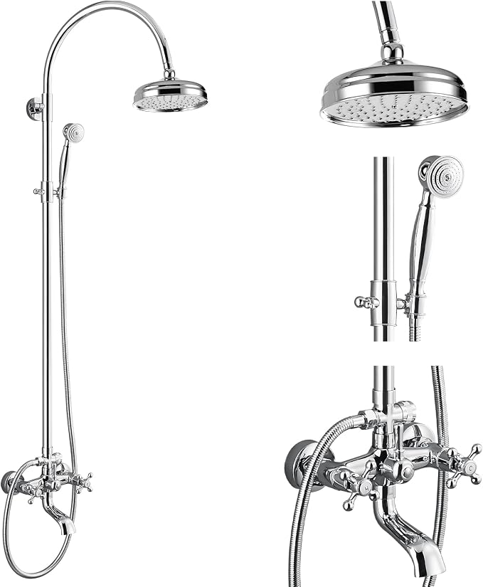 gotonovo Exposed Bathroom Shower System Classic Shower Kit 8 Inch Luxurious by HOME