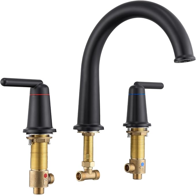 Bathtub Faucet Set 3 Hole, Widespread Deck Mount Tub Faucet by Wintap