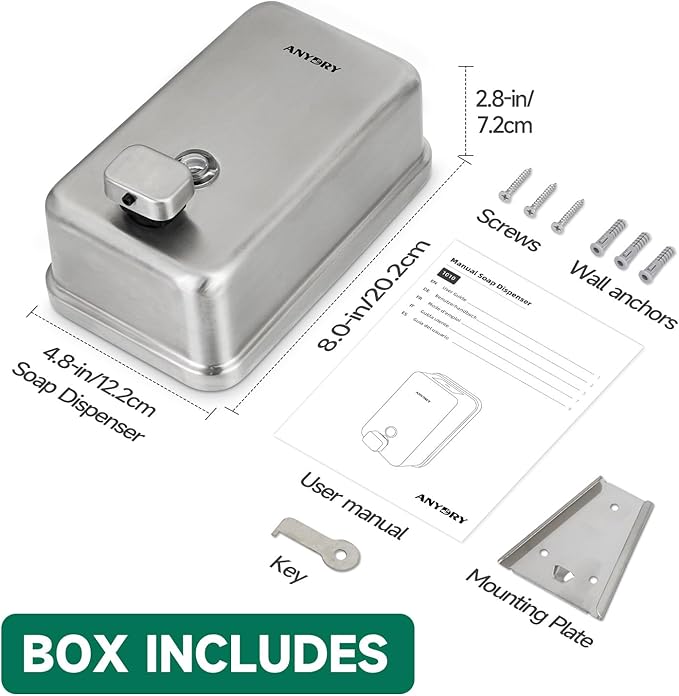 Commercial Wall Mounted Soap Dispenser 37oz 1100ml Large Capacity Brushed - Image 6