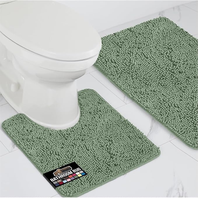 GORILLA GRIP Bathroom Rug Sets, Soft Chenille 2 Piece Area Rugs Set, Toilet by GorillaGrip