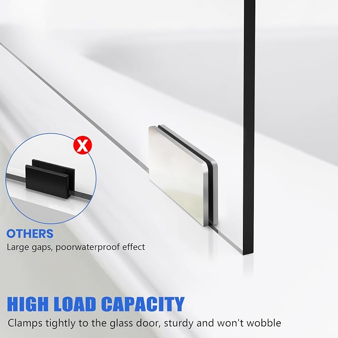 Frameless Bathtub Shower Door, 1/4" Clear Tempered Glass Bathroom Shower Screen - Image 3