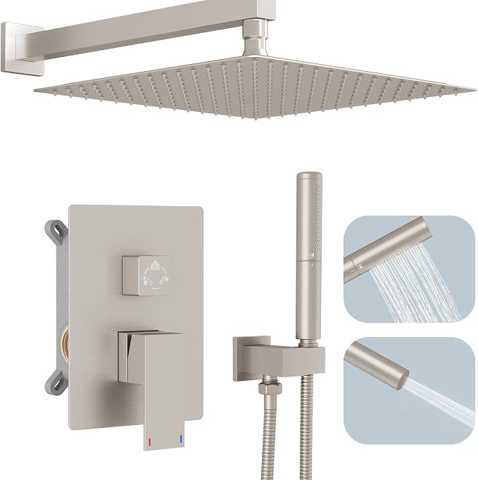 Hoimpro 12 Inch Shower System Set Bathroom Rain Shower Head Brass 2 In 1 by Hoimpro