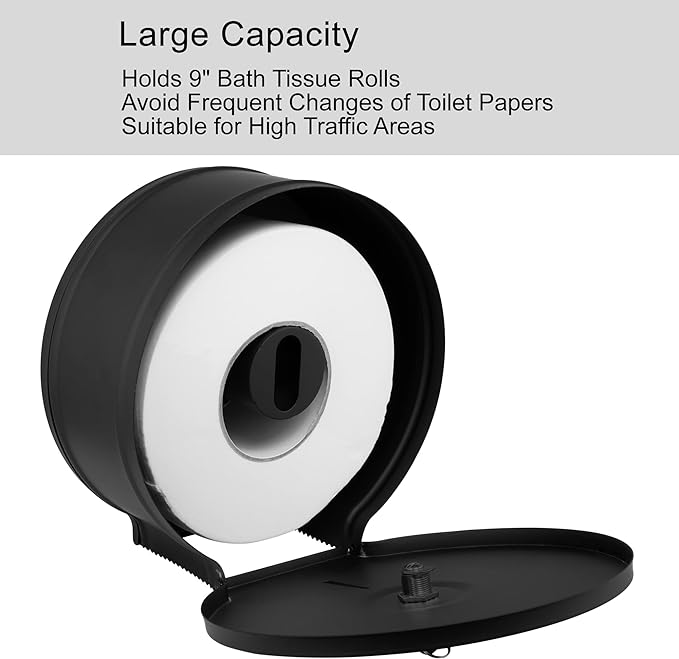 Commercial Jumbo Toilet Paper Dispenser, Wall Mount Stainless Steel 9 Inch Roll - Image 3