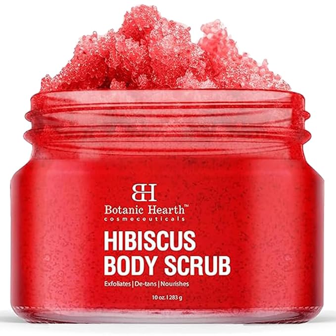 Botanic Hearth Hibiscus Body Scrub Exfoliator | Hydrating Raw Sugar Scrub | by BestHairCareProducts