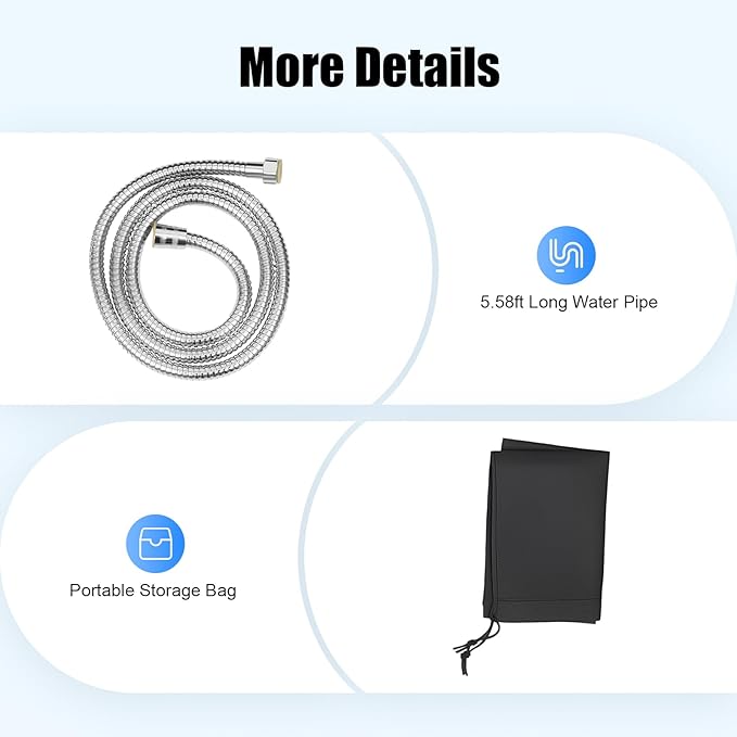 Pressurized Water Tank Camping Shower Portable Camp Shower w/5.58ft Water Pipe - Image 2