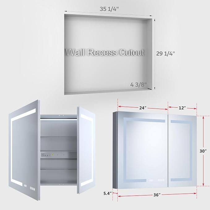 36" LED Lighted Medicine Cabinet - Image 2