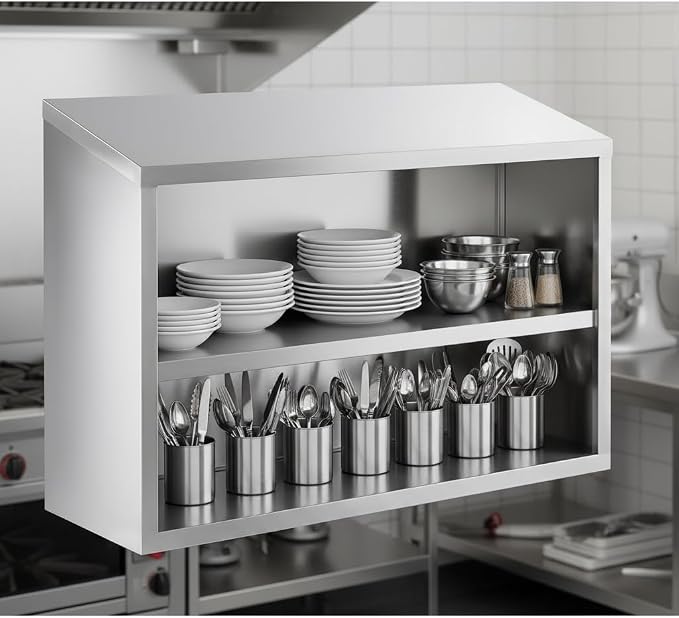 48" Stainless Steel Open Wall Cabinet, Type 304, 18 Gauge, Wall Mounted - Image 2
