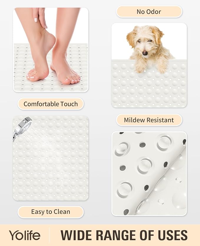 Yolife Extra Large TPE Shower Mat, 47.2" L x 31.5" W Anti Slip Bath Mat - Image 4