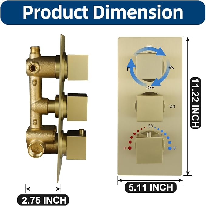HOMEDEC 3 Way Shower Diverter Valve, Water Diverter - Image 4