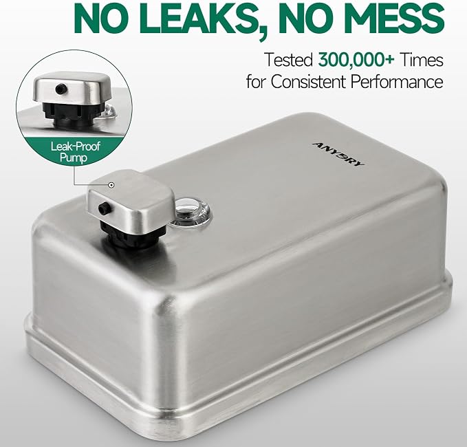 Commercial Wall Mounted Soap Dispenser 37oz 1100ml Large Capacity Brushed - Image 4