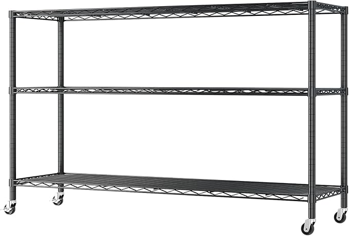 3 Tier Storage Racks Shelving, Heavy Steel Pantry Shelves, Adjustable Wire - Image 3