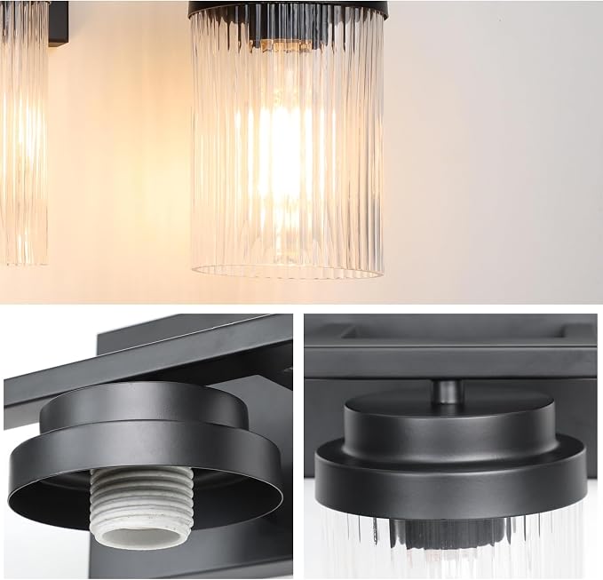 Black Bathroom Light Fixtures 3 Light Vanity Light Over Mirror - Image 5