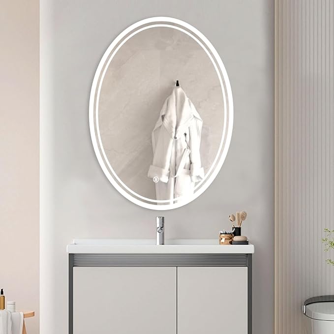 36 X 28 Inch Oval LED Bathroom Mirror Anti-Fog Wall Mounted Lighted Bathroom by Bulife