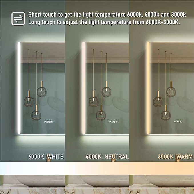 WELLFOR 20" x 30" LED Mirrored Bathroom Cabinet, Mirror Medicine Cabinet - Image 5