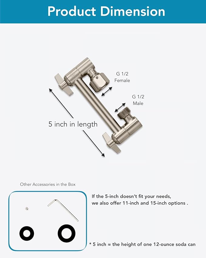 5 Inch Adjustable Shower Head Extension Arm - Image 4