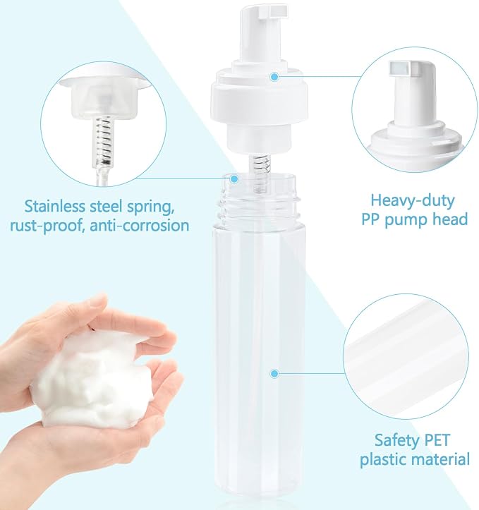 Foam Pump Bottle 8.5oz/250ml Clear Empty Foam Bottle Pump, Travel Foam Bottles - Image 7