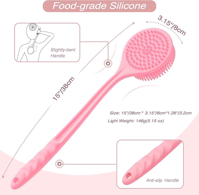 Manmihealth Silicone Back Scrubber & Soft Bath Brushes Set, Super-Cleaning Body - Image 2