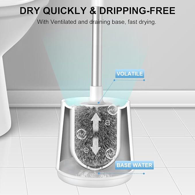 SetSail Toilet Brush, Self Closing Lid Toilet Bowl Brushes Holder and Extra - Image 5