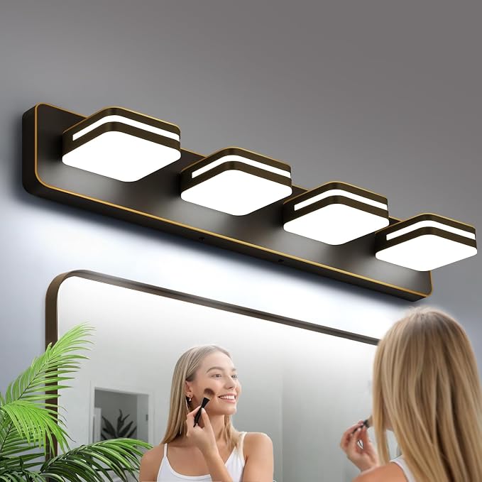 360° Rotate LED Dimmable Bathroom Vanity Light Fixtures, 1600LM Acrylic Brown by Torondo