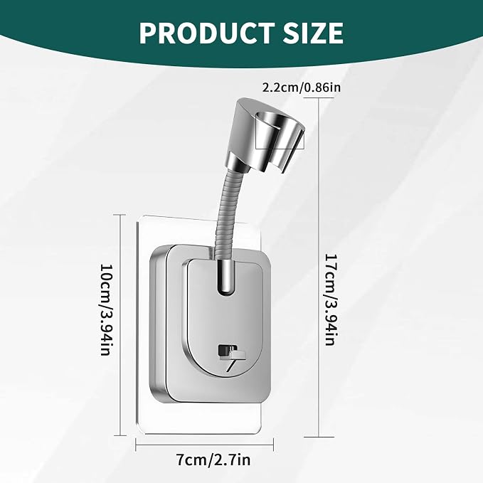 2pcs Shower Head Holder Wall Mount, 360° Adjustable Handheld Holder, No-Drill - Image 2