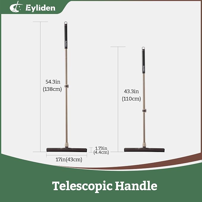 Eyliden 17" Floor Squeegee, Scratch-Free Water Removal EVA Broom | Dual-Layer - Image 2