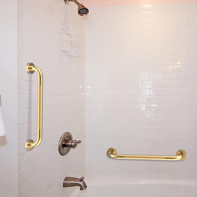 24 Inch Anti Slip Shower Grab Bar Gold, Munzong 2 Pack Bathroom Grab Bar - Image 5