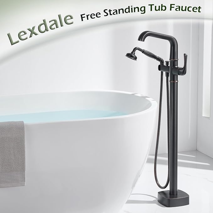 Luxury Free Standing Tub Faucet, Classic Brass Freestanding Bathtub Faucet - Image 2